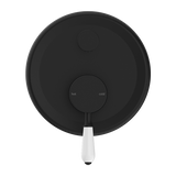 Nero York Shower Mixer With Diverter With White Porcelain Lever | Matte Black |