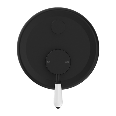 Nero York Shower Mixer With Diverter With White Porcelain Lever | Matte Black |