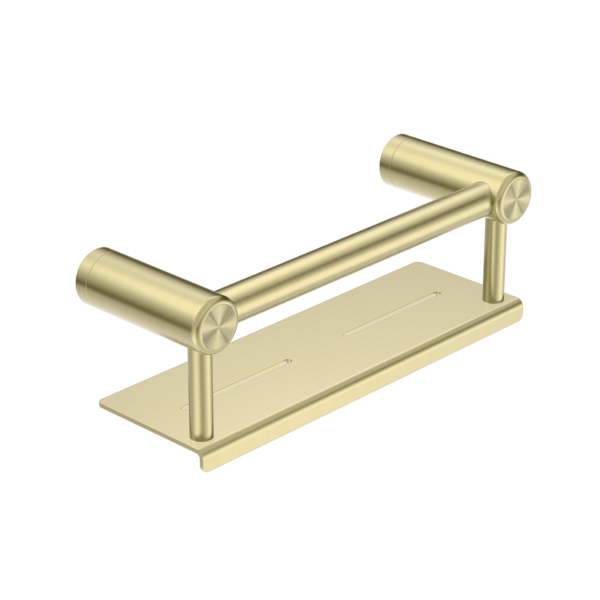 Nero Mecca Care 25mm Grab Rail With Shelf 300mm | Brushed Gold |