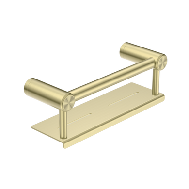 Nero Mecca Care 25mm Grab Rail With Shelf 300mm | Brushed Gold |