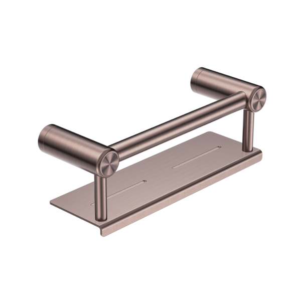 Nero Mecca Care 25mm Grab Rail With Shelf 300mm | Brushed Bronze |