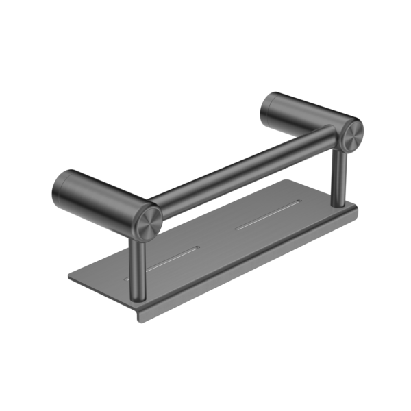 Nero Mecca Care 25mm Grab Rail With Shelf 300mm | Gun Metal |