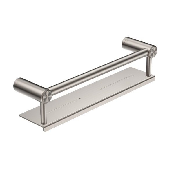 Nero Mecca Care 25mm Grab Rail With Shelf 450mm | Brushed Nickel |