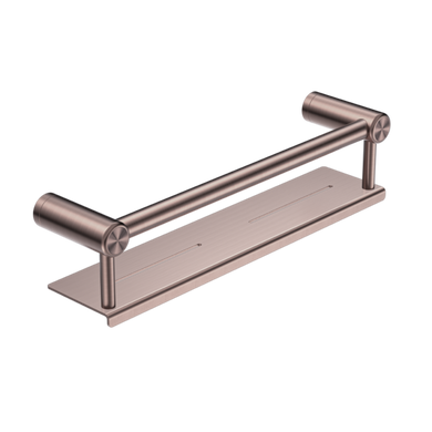 Nero Mecca Care 25mm Grab Rail With Shelf 450mm | Brushed Bronze |