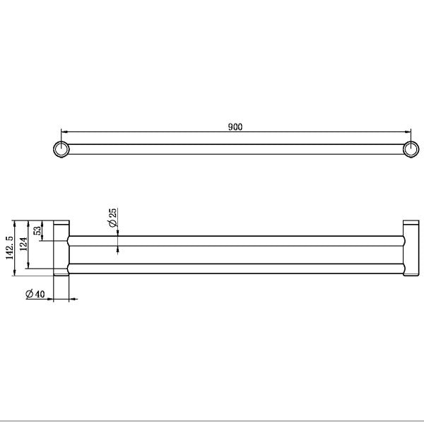 Nero Mecca Care 25mm Grab Double Towel Rail 900mm | Chrome | — ATS ...