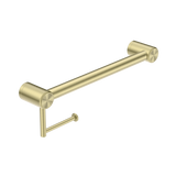Nero Mecca Care 32mm Grab Rail With Toilet Roll Holder 450mm | Brushed Gold |