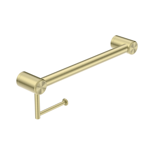 Nero Mecca Care 32mm Grab Rail With Toilet Roll Holder 450mm | Brushed Gold |