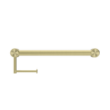 Nero Mecca Care 32mm Grab Rail With Toilet Roll Holder 450mm | Brushed Gold |