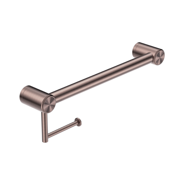 Nero Mecca Care 32mm Grab Rail With Toilet Roll Holder 450mm | Brushed Bronze |