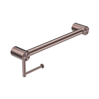 Nero Mecca Care 32mm Grab Rail With Toilet Roll Holder 450mm | Brushed Bronze |