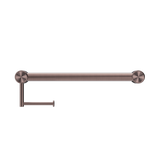 Nero Mecca Care 32mm Grab Rail With Toilet Roll Holder 450mm | Brushed Bronze |
