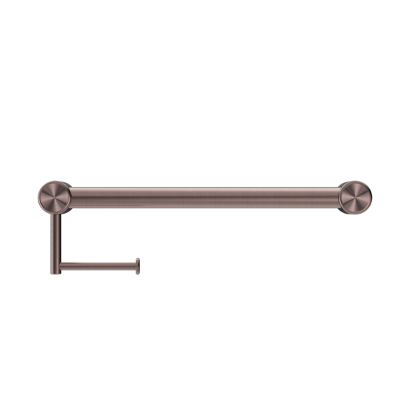 Nero Mecca Care 32mm Grab Rail With Toilet Roll Holder 450mm | Brushed Bronze |