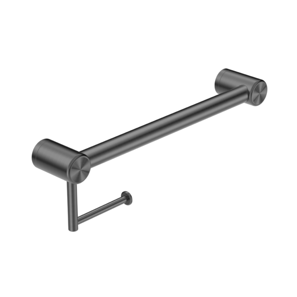 Nero Mecca Care 32mm Grab Rail With Toilet Roll Holder 450mm | Gun Metal |