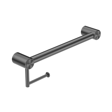 Nero Mecca Care 32mm Grab Rail With Toilet Roll Holder 450mm | Gun Metal |