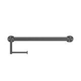 Nero Mecca Care 32mm Grab Rail With Toilet Roll Holder 450mm | Gun Metal |