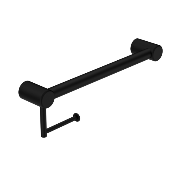 Nero Mecca Care 32mm Grab Rail With Toilet Roll Holder 450mm | Matte Black |