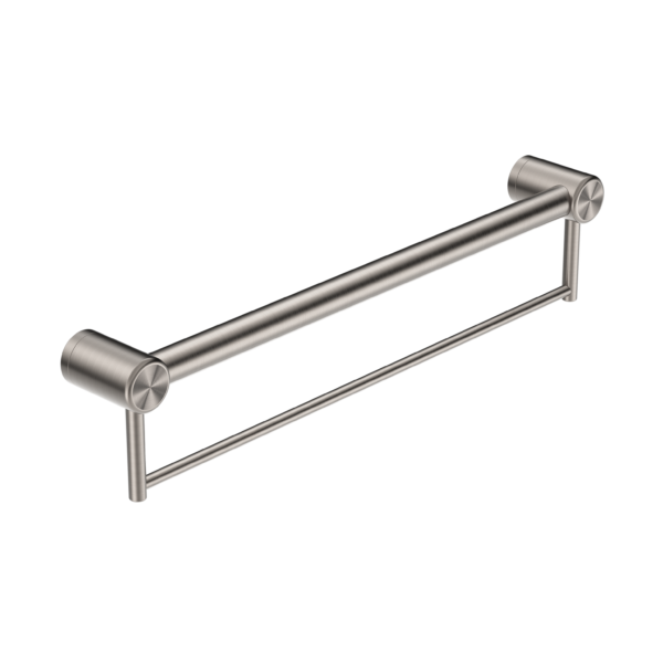 Nero Mecca Care 32mm Grab Rail With Towel Holder 600mm | Brushed Nickel |