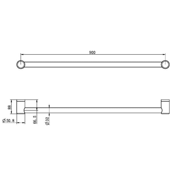 Nero Mecca Care 32mm Grab Rail 900mm | Matte Black |