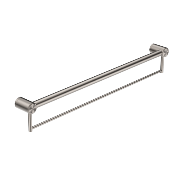 Nero Mecca Care 32mm Grab Rail With Towel Holder 900mm | Brushed Nickel |