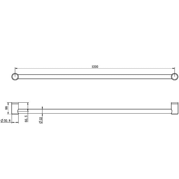 Nero Mecca Care 32mm Grab Rail 1200mm | Gun Metal |