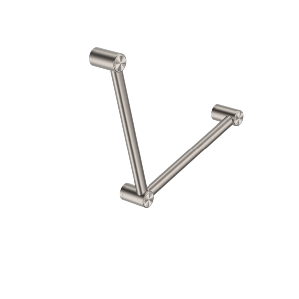 Nero Mecca Care 32mm Ambulant Toilet Grab Rail 90 Degree 450x450mm | Brushed Nickel |