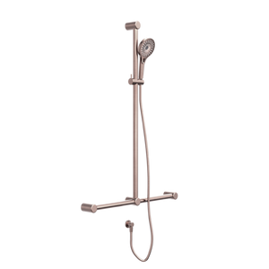 Nero Mecca Care 32mm T Bar Grab Rail And Adjustable Shower Rail Set 1100x750mm | Brushed Bronze |