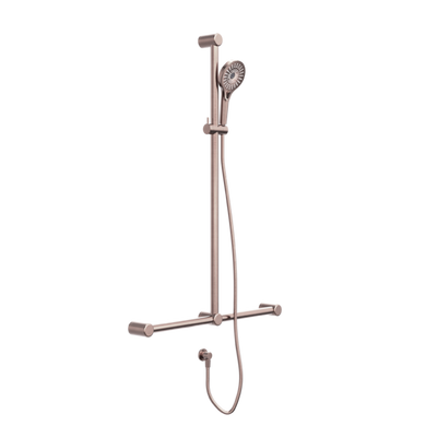 Nero Mecca Care 32mm T Bar Grab Rail And Adjustable Shower Rail Set 1100x750mm | Brushed Bronze |