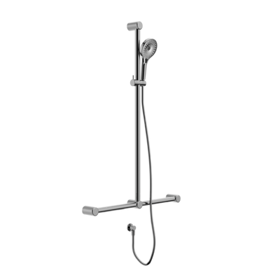 Nero Mecca Care 32mm T Bar Grab Rail And Adjustable Shower Rail Set 1100x750mm | Chrome |