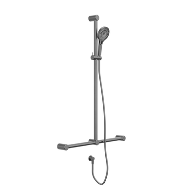 Nero Mecca Care 32mm T Bar Grab Rail And Adjustable Shower Rail Set 1100x750mm | Gunmetal |
