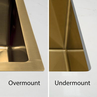 Retto II 875mm x 450mm x 230mm Stainless Steel Double Sink, Brushed Brass Gold