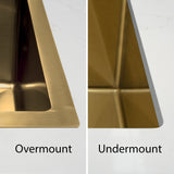 Retto II 290mm x 440mm x 230mm Small Stainless Steel Sink, Brushed Brass Gold