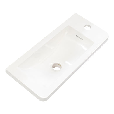 Tura Petite 500 x 225mm Curved Polymarble Vanity Top with Integrated Sink and Overflow, Gloss White