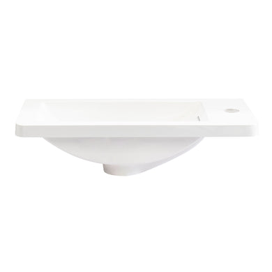 Tura Petite 500 x 225mm Curved Polymarble Vanity Top with Integrated Sink and Overflow, Gloss White