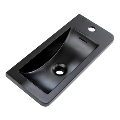 Tura Petite 500 x 225mm Curved Polymarble Vanity Top with Integrated Sink and Overflow, Matte Black