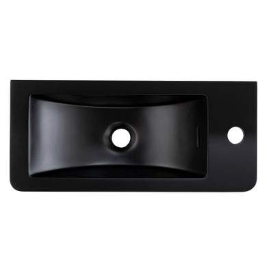 Tura Petite 500 x 225mm Curved Polymarble Vanity Top with Integrated Sink and Overflow, Matte Black