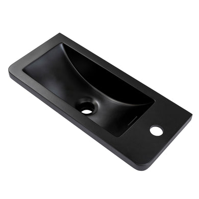 Tura Petite 500 x 225mm Curved Polymarble Vanity Top with Integrated Sink and Overflow, Matte Black