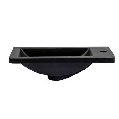 Tura Petite 500 x 225mm Curved Polymarble Vanity Top with Integrated Sink and Overflow, Matte Black