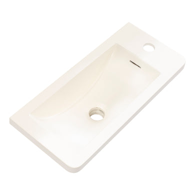 Tura Petite 500 x 225mm Curved Polymarble Vanity Top with Integrated Sink and Overflow, Matte White
