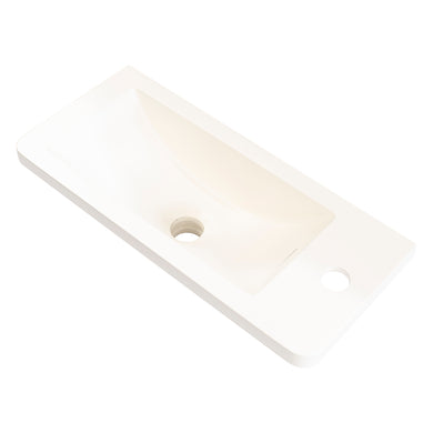 Tura Petite 500 x 225mm Curved Polymarble Vanity Top with Integrated Sink and Overflow, Matte White