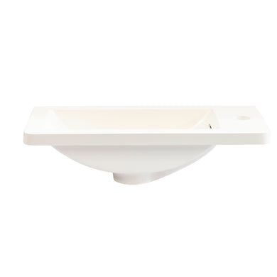 Tura Petite 500 x 225mm Curved Polymarble Vanity Top with Integrated Sink and Overflow, Matte White