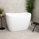 Ofuro 1200mm Extra Height Japanese Soaking Freestanding Bath with Seat, Gloss White