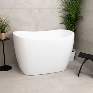 Ofuro 1200mm Extra Height Japanese Soaking Freestanding Bath with Seat, Gloss White