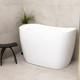 Ofuro 1200mm Extra Height Japanese Soaking Freestanding Bath with Seat, Gloss White