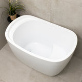 Ofuro 1200mm Extra Height Japanese Soaking Freestanding Bath with Seat, Gloss White