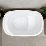 Ofuro 1200mm Extra Height Japanese Soaking Freestanding Bath with Seat, Gloss White