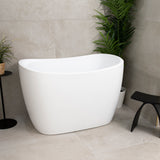 Ofuro 1200mm Extra Height Japanese Soaking Freestanding Bath with Seat, Matte White