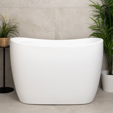 Ofuro 1200mm Extra Height Japanese Soaking Freestanding Bath with Seat, Matte White