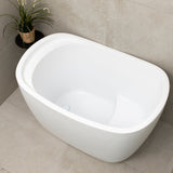 Ofuro 1200mm Extra Height Japanese Soaking Freestanding Bath with Seat, Matte White