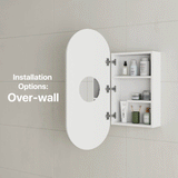 Pill Oval 400mm x 900mm Mirrored Shaving Cabinet, Matte White