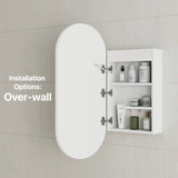 *Clearance* Pill Oval 400mm x 900mm Frontlit LED Mirrored Shaving Cabinet, Matte White